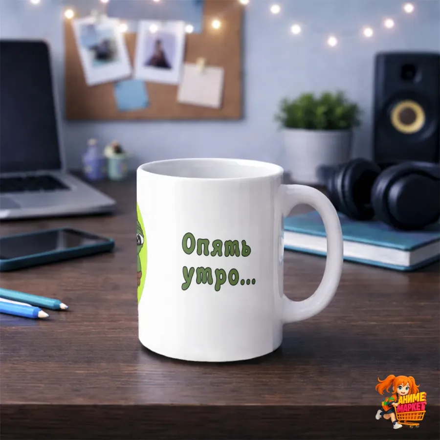 Кружка с надписью прикол Опять Утро...