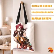Сумка-шоппер с принтом Genshin Impact Хэйдзо