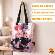 Сумка-шоппер с принтом Re: Zero Рем и Рам